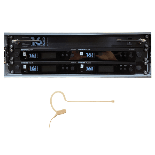 Rack microfonía inalámbrica de 4 unidades Shure con Diademas