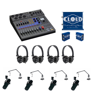 Kit Podcast Mezclador y 4 micrófonos