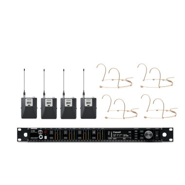 Shure Axient digital rack with 4 DPA headsets