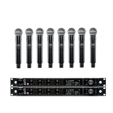 Shure Axient Digital Rack with 8 Handheld Microphones